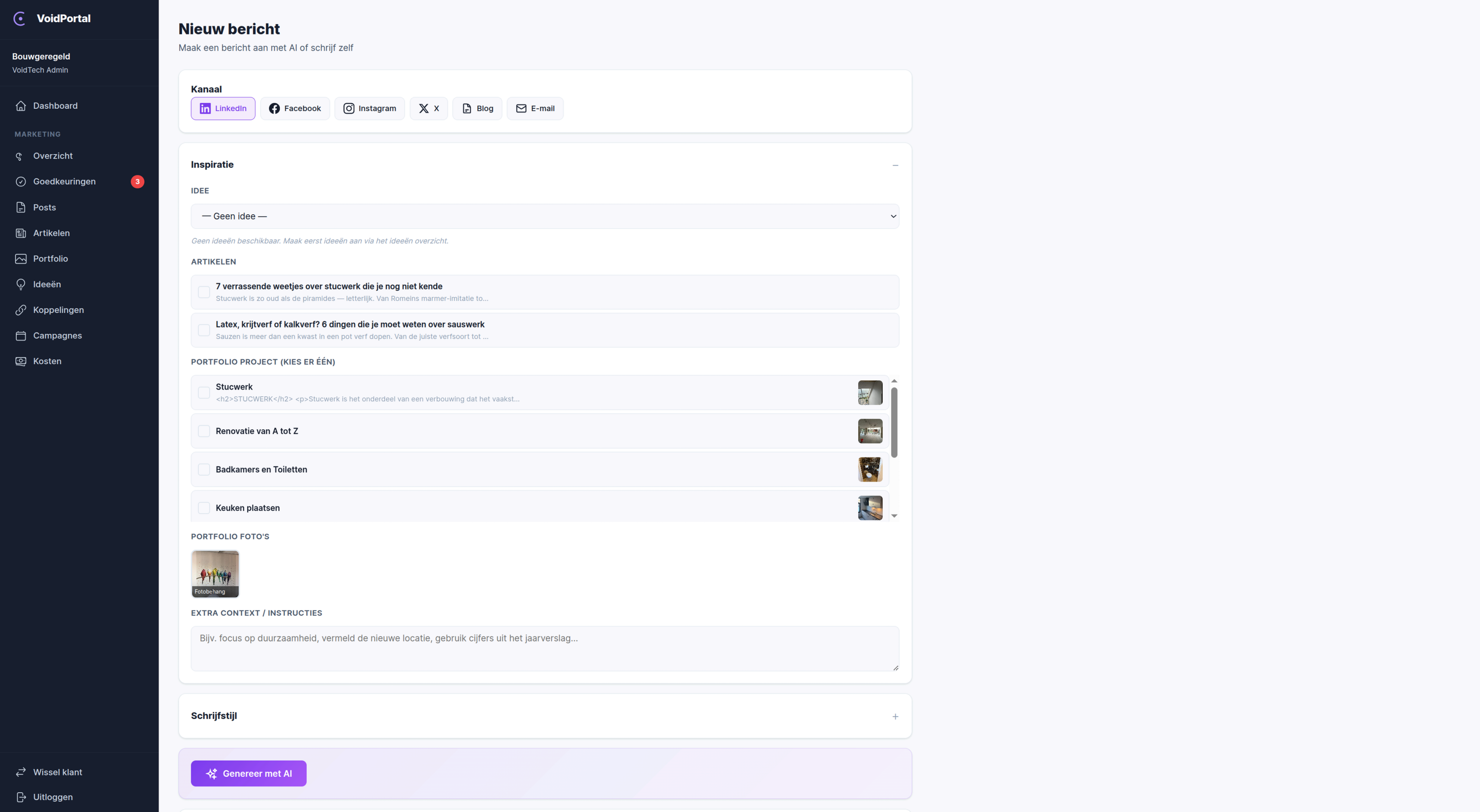 Website met AI-marketingmotor voor een bouwbedrijf